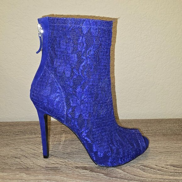 GUESS Arya Cobalt Mid Calf Lace Booties Size 7M NWOB - Picture 6 of 11